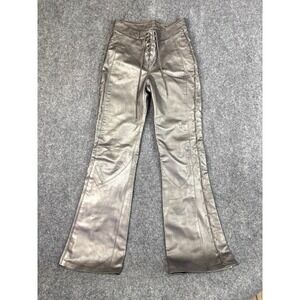 Handmade Leather Lace Up Pants 27 Waist Western Biker Flare Whipstitch